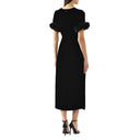 Fur Trim Velvet Midi Dress Fendi