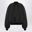 Balenciaga Draped black bomber jacket in technical micro-faille