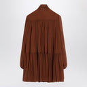 Saint Laurent Rust-colored lavallière silk dress