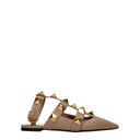 Pink Leather Flat Sandals