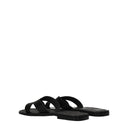 Black Leather Slippers Sandals