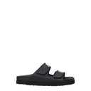 Black Leather Slippers Sandals