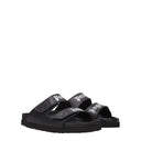 Black Leather Slippers Sandals