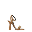 Brown Leather Stiletto Heels Sandals
