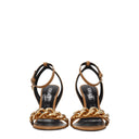Brown Leather Stiletto Heels Sandals
