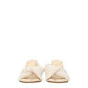 Beige Fabric Stiletto Heels Sandals