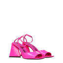Pink Leather Stiletto Heels Sandals