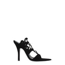 Black Leather Stiletto Heels Sandals