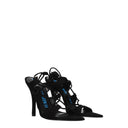 Black Leather Stiletto Heels Sandals