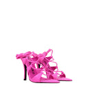 Pink Leather Stiletto Heels Sandals