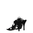 Black Leather Stiletto Heels Sandals