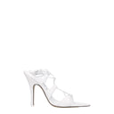 White Leather Stiletto Heels Sandals