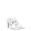 White Leather Stiletto Heels Sandals