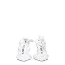 White Leather Stiletto Heels Sandals