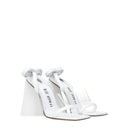 White Leather Stiletto Heels Sandals
