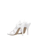 White Leather Stiletto Heels Sandals
