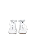 White Leather Stiletto Heels Sandals