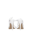 White Leather Stiletto Heels Sandals