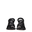 Black Leather Stiletto Heels Sandals