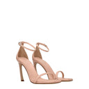 Pink Leather Stiletto Heels Sandals