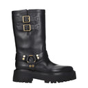 Gold Leather Ankle Boots