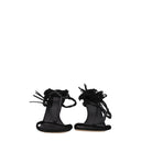 Black Leather Stiletto Heels Sandals