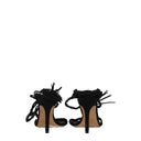 Black Leather Stiletto Heels Sandals