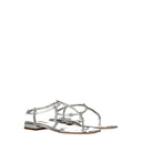 Gray Leather Flip-Flop Sandals