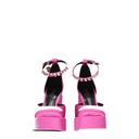 Pink Satin Platforms Pumps