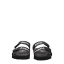 Black Leather Flat Sandals