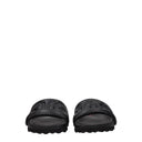 Black Leather Slippers Sandals