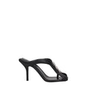 Black Leather Stiletto Heels Sandals
