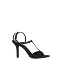 Black Satin Stiletto Heels Sandals