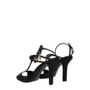 Black Satin Stiletto Heels Sandals