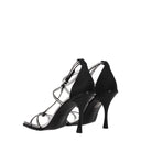 Black Satin Stiletto Heels Sandals