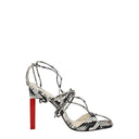 White Leather Stiletto Heels Sandals