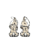 White Leather Stiletto Heels Sandals