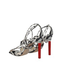 White Leather Stiletto Heels Sandals