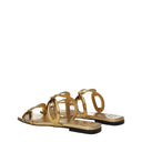 Gold Leather Slippers Sandals