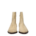 Beige Leather Ankle Boots