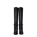 Black Leather High Heel Boots