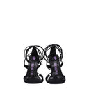 Black Fabric Stiletto Heels Sandals