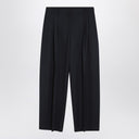 Alexander McQueen Wide navy blue wool trousers