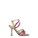 Multicolor Leather Stiletto Heels Sandals