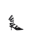 Black Leather Stiletto Heels Sandals
