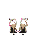 Multicolor Leather Stiletto Heels Sandals