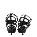Black Leather Stiletto Heels Sandals