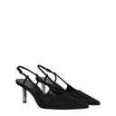 Black Fabric High Heel Pumps