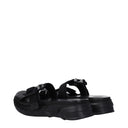 Black Fabric Slippers Sandals