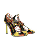 Orange Leather Stiletto Heels Sandals